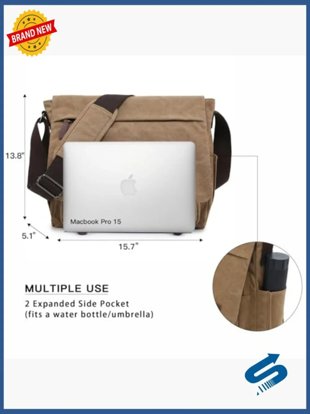 Canvas Messenger Bag Large Crossbody for Laptop Shoulder Travel Business